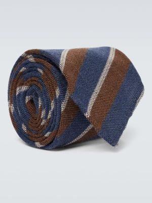 Cravată de lână de mătase cu dungi Thom Sweeney maro