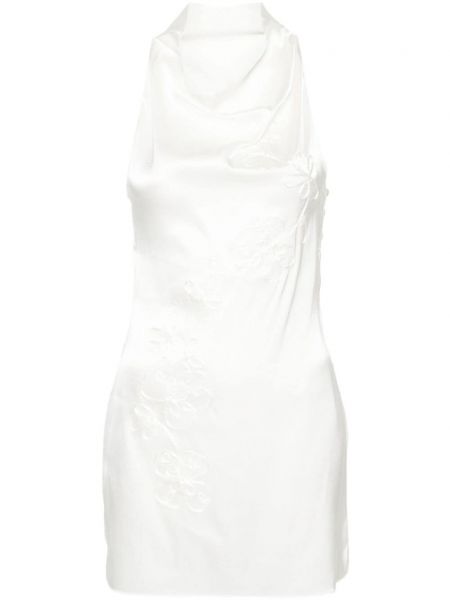 Hodvábne vlnené saténové mini šaty Paloma Wool biela