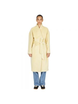 Płaszcz wełniany oversize Isabel Marant żółty