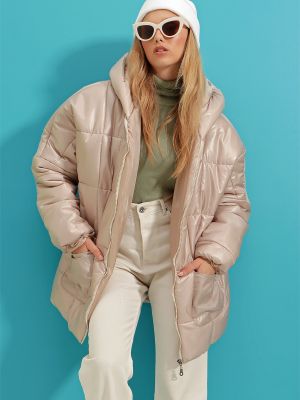 Oversized páperová bunda s kapucňou s vreckami Trend Alaçatı Stili