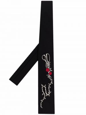 Hímzett nyakkendő Yohji Yamamoto fekete