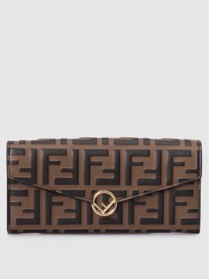 Шкіряний гаманець з тисненням Fendi, коричневий