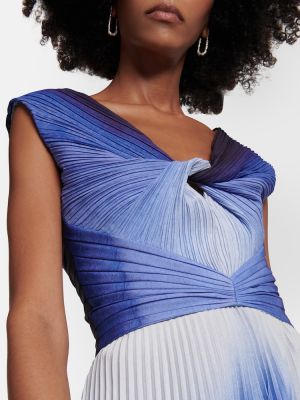 Sukienka długa z nadrukiem plisowana Altuzarra niebieska