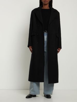 Kasmír gyapjú kabát Loulou Studio fekete