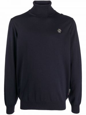 Pull col roulé col roulé Philipp Plein bleu