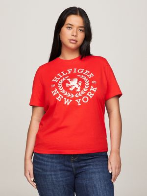 Camiseta manga corta de cuello redondo Tommy Hilfiger Curve rojo