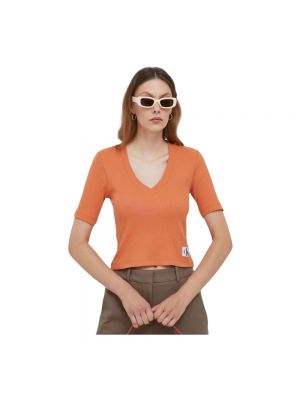Sweter Calvin Klein pomarańczowy