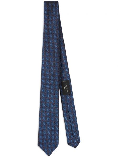 Копринена вратовръзка с пейсли десен Etro синьо