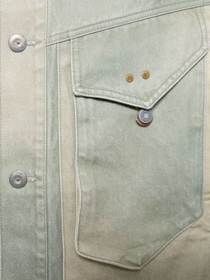 Kurtka jeansowa bawełniana z nadrukiem Objects Iv Life zielona