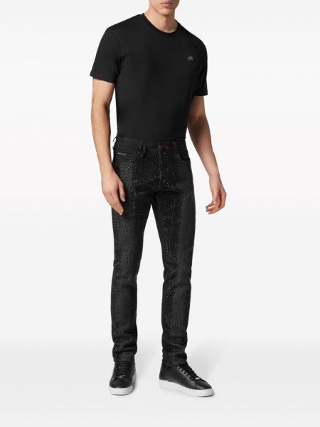 Slim fit skinny jeans mit kristallen Philipp Plein schwarz