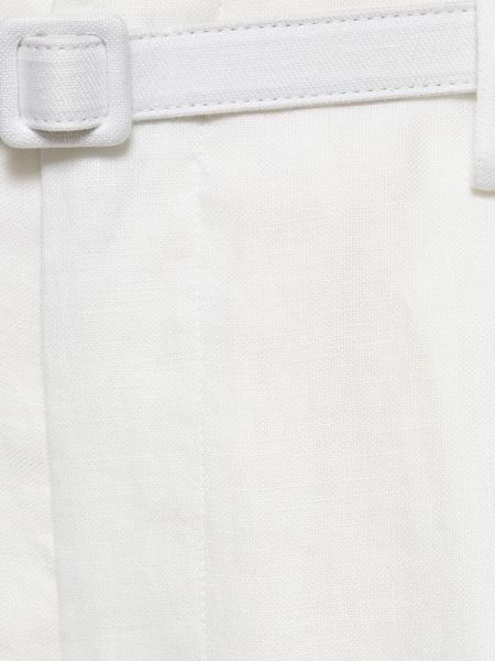 Voľné ľanové nohavice Ralph Lauren Collection biela