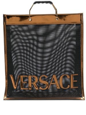 Прозрачни шопинг чанта Versace черно