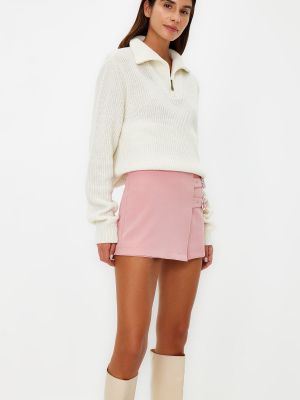 Pletené mini sukně Trendyol růžové
