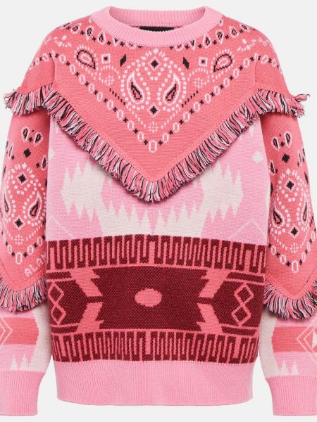 Maglione di lana in tessuto jacquard Alanui rosa