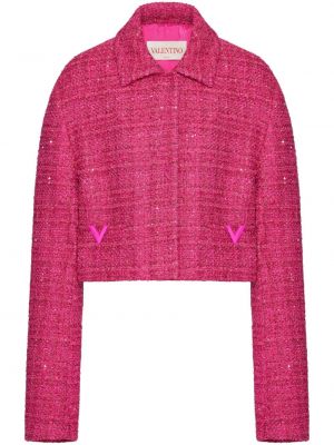 Μπουφάν tweed Valentino Garavani ροζ