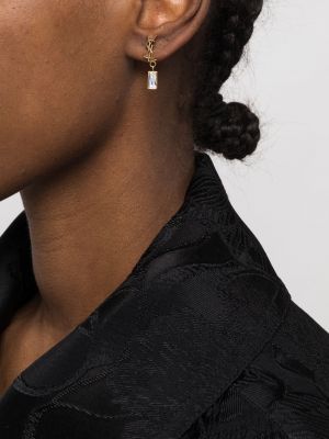 Boucles d'oreilles à imprimé à boucle en cristal Saint Laurent doré