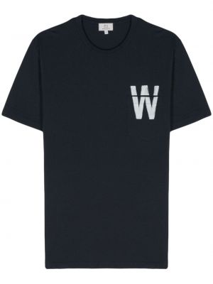 Βαμβακερή μπλούζα με σχέδιο Woolrich μπλε