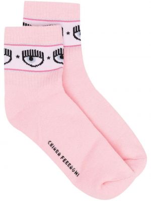 Sockor med broderi Chiara Ferragni rosa