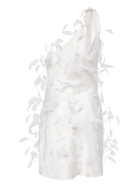 Šaty na jedno rameno z peří Cult Gaia bílé