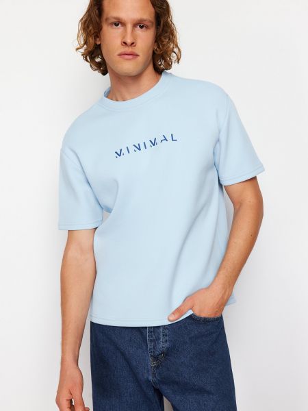 Polo krekls ar apdruku ar īsām piedurknēm Trendyol zils