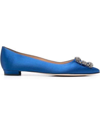 Ballerines à boucle Manolo Blahnik bleu