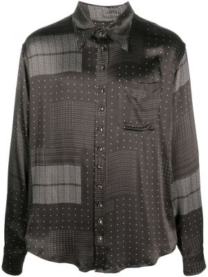 Saténová košeľa s potlačou 4sdesigns čierna