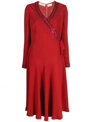 Svilena obleka s cekini A.n.g.e.l.o. Vintage Cult rdeča