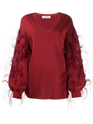 Jersey con plumas de tela jersey de plumas Valentino rojo
