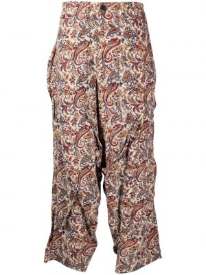 Pantaloni cu picior drept cu imagine cu model paisley Yohji Yamamoto