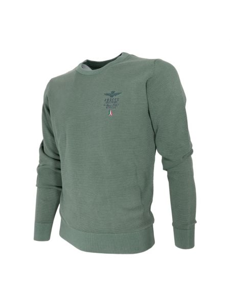 Jersey de algodón de tela jersey de cuello redondo Aeronautica Militare verde