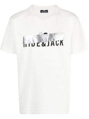 Bombažna majica s potiskom Hide&jack bela