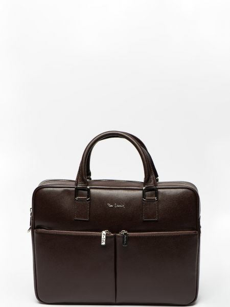 Кожаная сумка для ноутбука Pierre Cardin коричневая