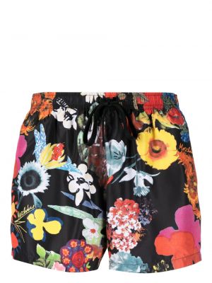Kratke hlače s cvjetnim printom s printom Moschino crna