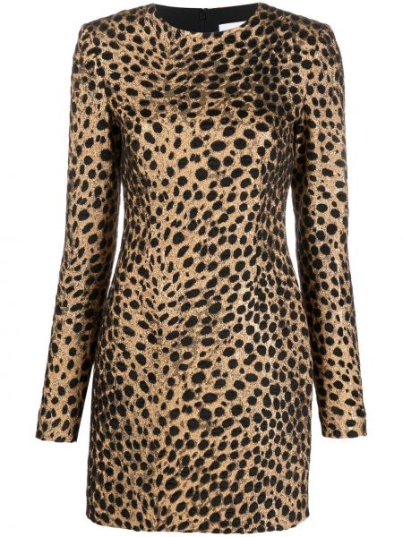 Koktejl obleka s potiskom z leopardjim vzorcem iz žakarda Genny