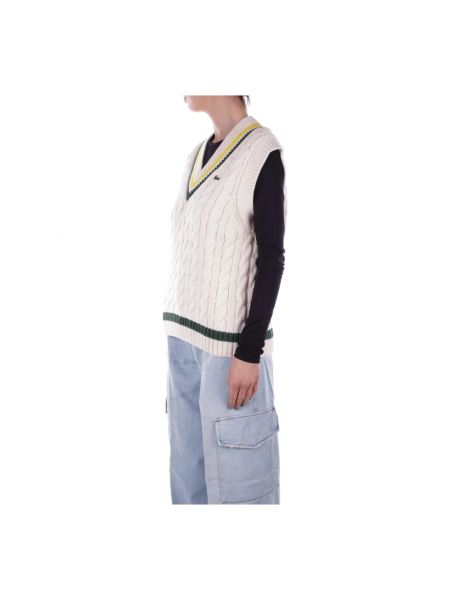 Sweter bez rękawów Lacoste biały