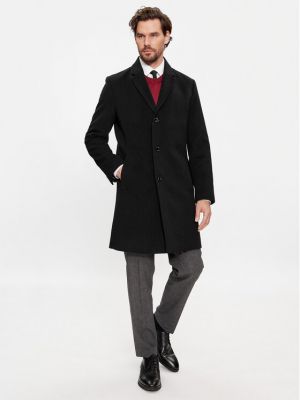 Vlněný zimní kabát Boss černý