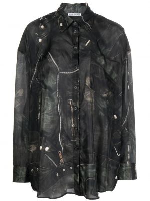 Копринена блуза с принт Acne Studios черно