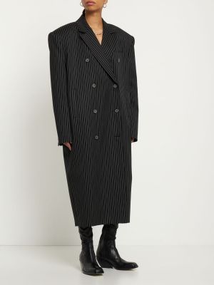 Pruhovaný vlnený kabát Magda Butrym čierna