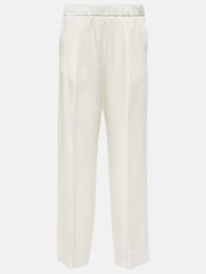Σατέν παντελόνι με ίσιο πόδι Jil Sander λευκό