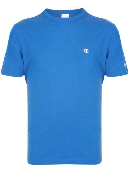 T-shirt ricamato con scollo tondo Champion blu