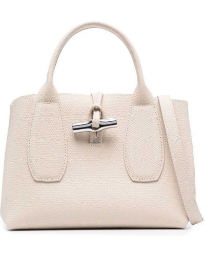 Kožna shopper torbica Longchamp bijela