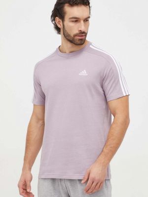 Памучна тениска с дълъг ръкав с апликация Adidas виолетово
