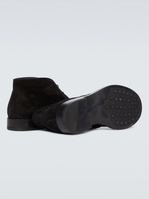 Semišové púštne členkové topánky Tod's čierna