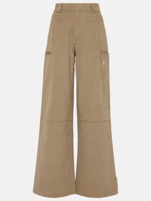 Bavlněné cargo kalhoty s vysokým pasem relaxed fit Ami Paris hnědé