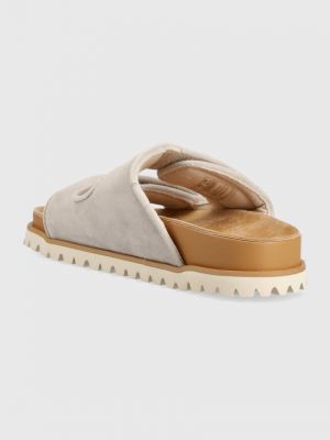 Papuci din piele cu platformă Gant gri