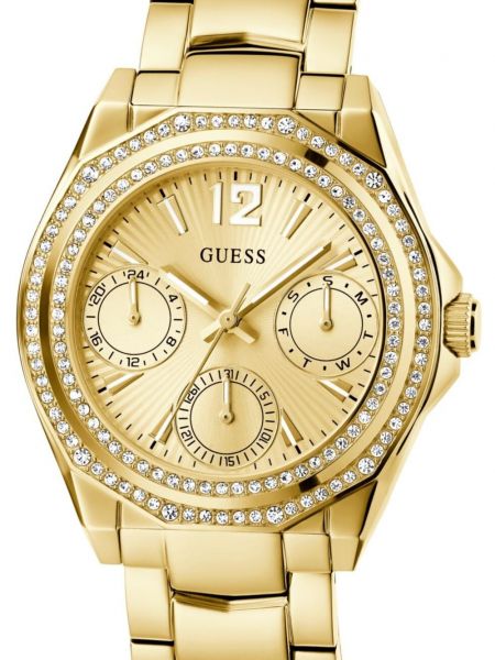 Laikrodžiai su kristalais Guess Usa auksinė