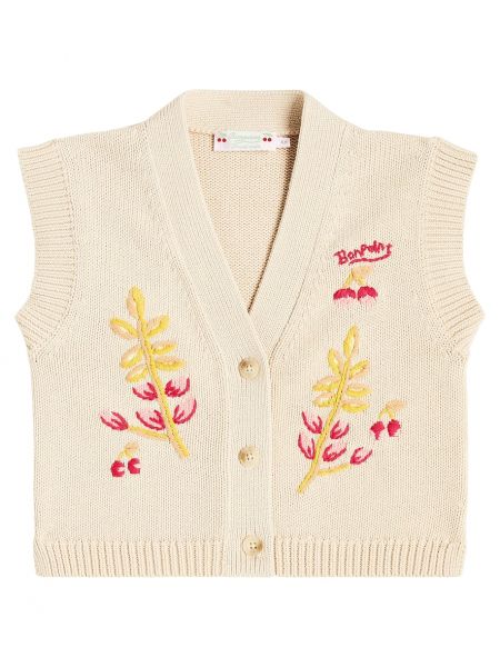 Bomuld broderet vest for piger Bonpoint beige