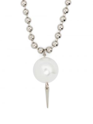 Gyöngyös nyaklánc gyöngyökkel Alessandra Rich ezüstszínű