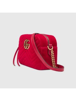 Aksamitna torba na ramię Gucci czerwona