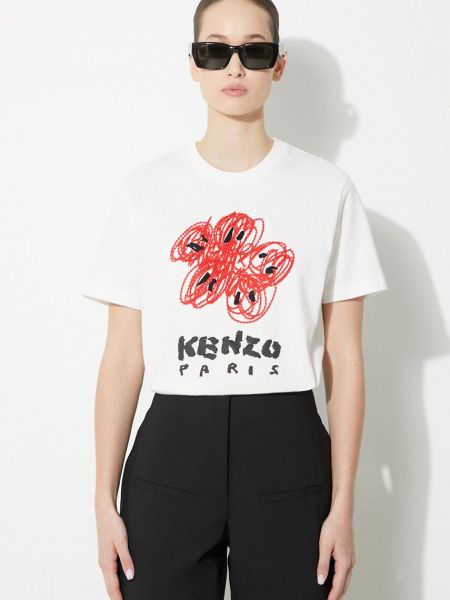 Pamučna majica bootcut Kenzo bijela